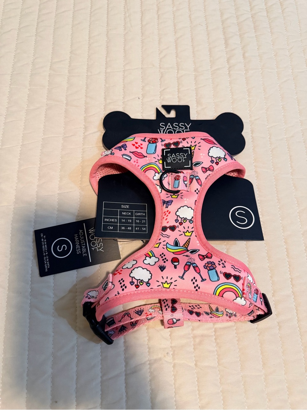 Sassy Woof Pink Rainbow & Cupcake Kids Pet Harness - Small